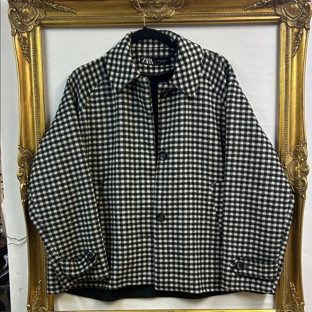 ZARA Women’s Check Wool-Blend Jacket • NWOT • Size S - Picture 1 of 7